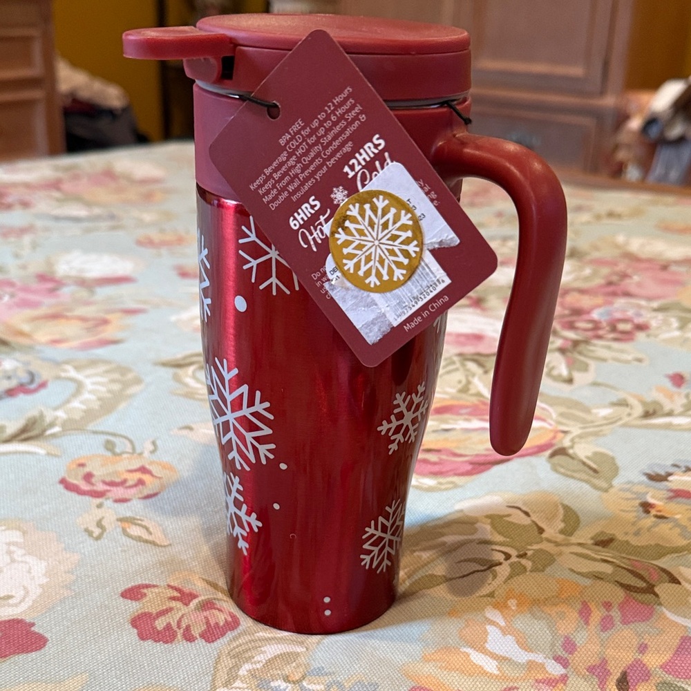 Red Snowflake Travel Mug